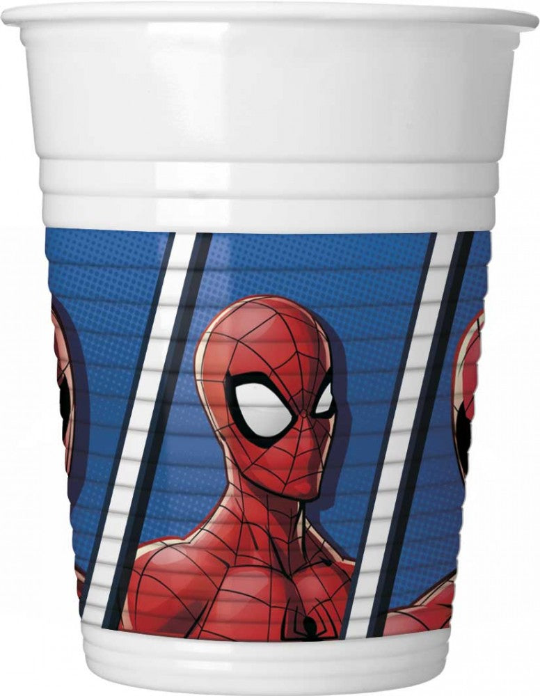 Zirnekļcilvēka "Noziegumu apkarotājs" plastmasas krūzīšu komplekts, 8 gab., 200 ml