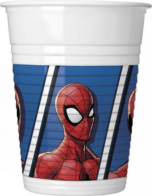 Zirnekļcilvēka "Noziegumu apkarotājs" plastmasas krūzīšu komplekts, 8 gab., 200 ml