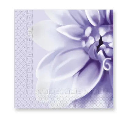 Salvetes ar violetu dāliju ziedu rakstu, 20 gab., 33x33 cm