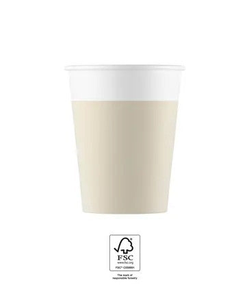 Krāsa vienkrāsaina bēša, papīra glāzes 8 gab. 200 ml FSC