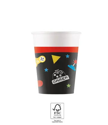 Gamer Gaming Party papīra krūzītes 8 gab. 200 ml FSC