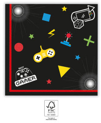 Gamer Gaming Party salvetes 20 gab. 33x33 cm FSC