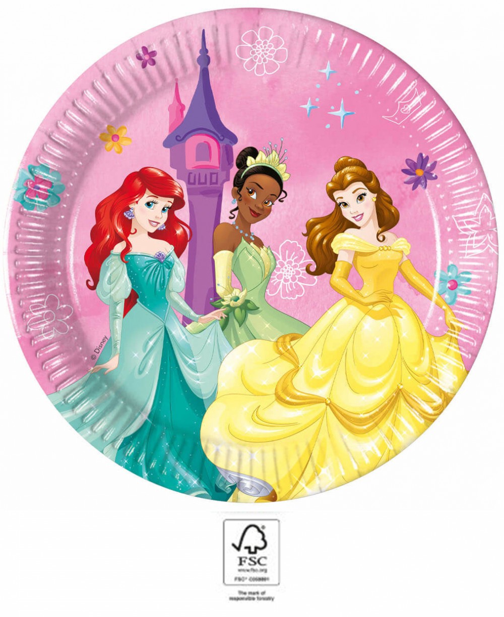 Disney Princess papīra šķīvji 8 gab. 20 cm FSC