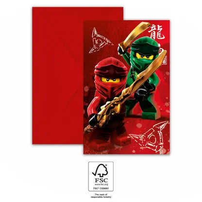 Lego Ninjago ballītes ielūgums 6 gab. FSC
