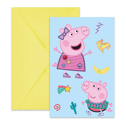 Peppa Pig Messy Play ballītes ielūgums 6 gab. FSC