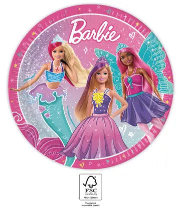 Bārbijas Fantāzijas papīra šķīvji 8 gab. 23 cm FSC