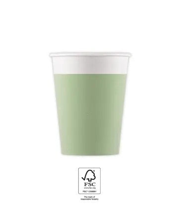 Krāsa vienkrāsaina pasteļmintu krāsā, zaļa papīra trauciņi 8 gab. 200 ml FSC