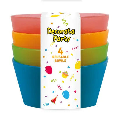 Krāsains, daļēji caurspīdīgs, dziļš plastmasas šķīvis, 4 gab. komplekts