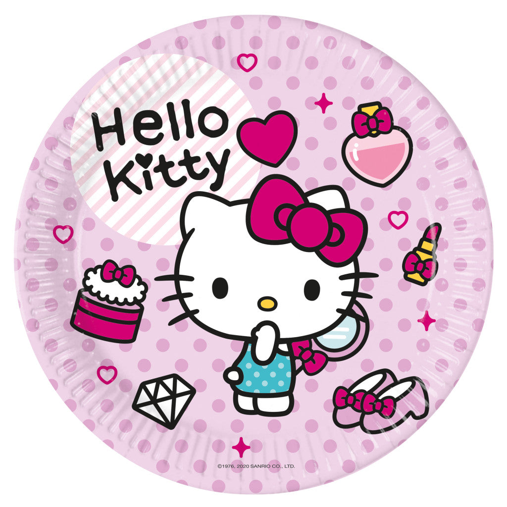 Hello Kitty modes papīra šķīvji 8 gab. 23 cm FSC