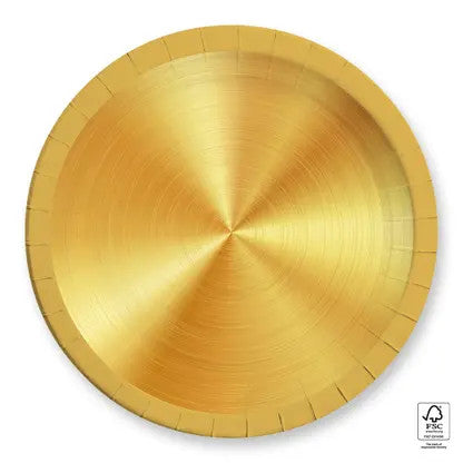 Krāsainie nākamās paaudzes zelta papīra šķīvji 8 gab. 23 cm FSC
