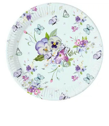 Tauriņa tirkīza papīra šķīvji 8 gab. 23 cm FSC