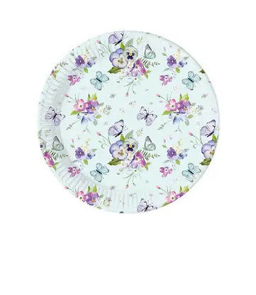 Tauriņa tirkīza papīra šķīvji 8 gab. 20 cm FSC