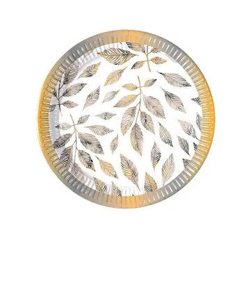 Papīra šķīvji "Pelēki zariņi, lapas" 8 gab., 20 cm
