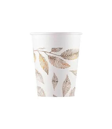 Ziedu pelēko zaru lapu papīra krūzītes 8 gab. 200 ml