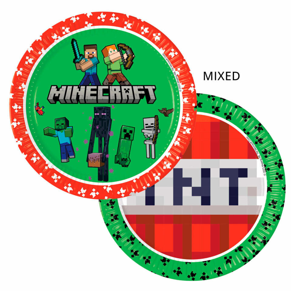 Minecraft zaļi papīra šķīvji 8 gab. 23 cm FSC