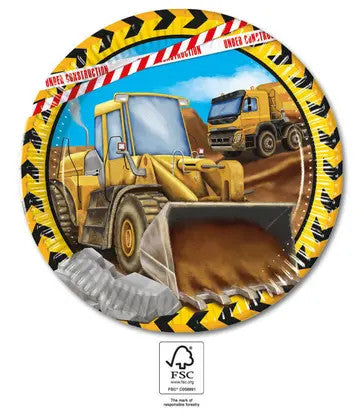 Papīra šķīvji "Construction Grabber" 8 gab., 23 cm, FSC