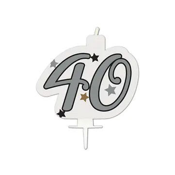 Daudz laimes dzimšanas dienā! Sudraba svece, skaitlis 40!