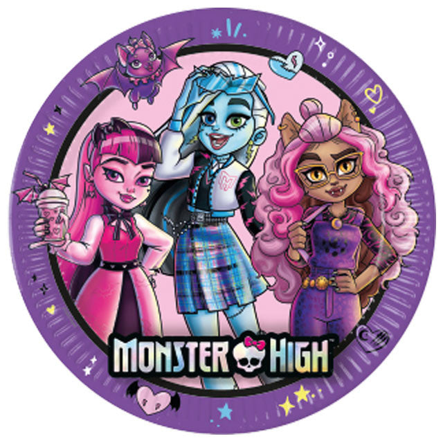 Monster High Friends papīra šķīvji 8 gab. 23 cm FSC