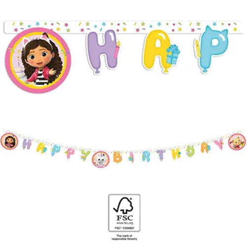 Gabby's Dollhouse Friends dzimšanas dienas baneris FSC 2 m