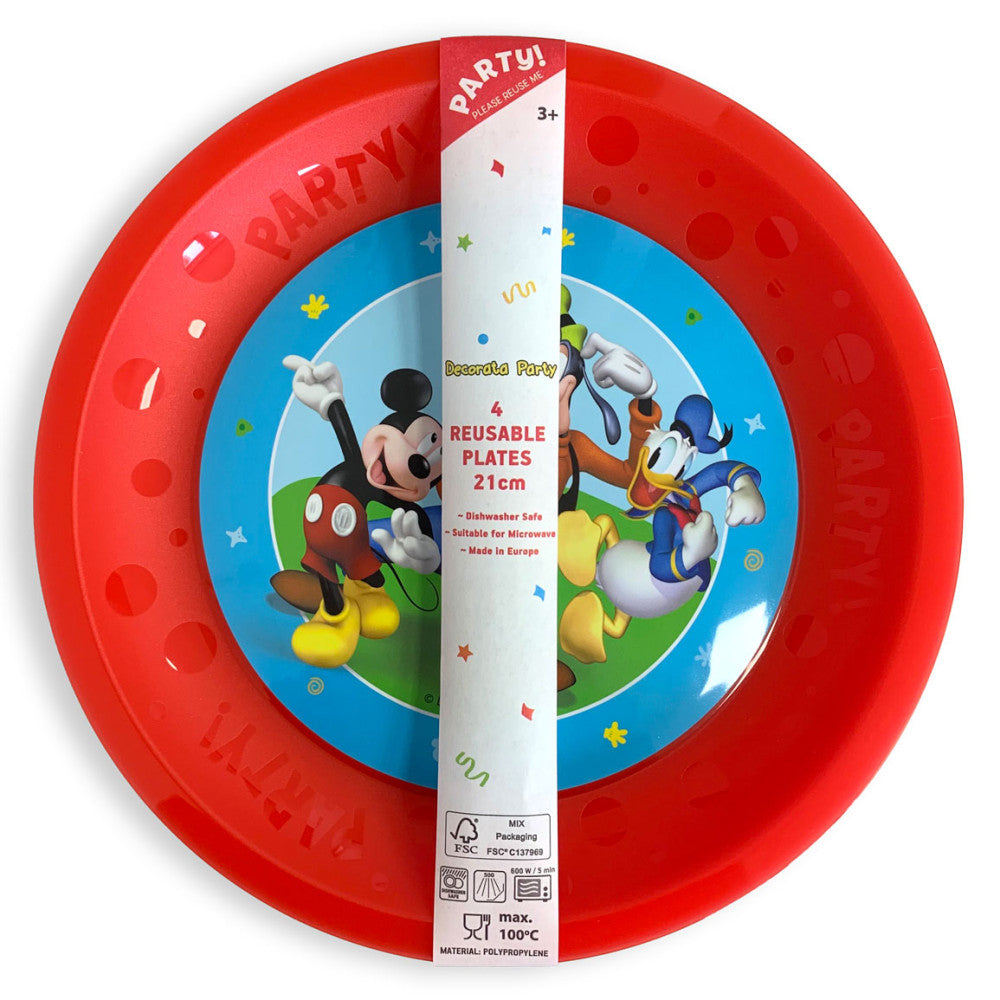 Disney Mickey Rock the House mikrošķiedras plastmasas šķīvju komplekts, 4 gab., 21 cm