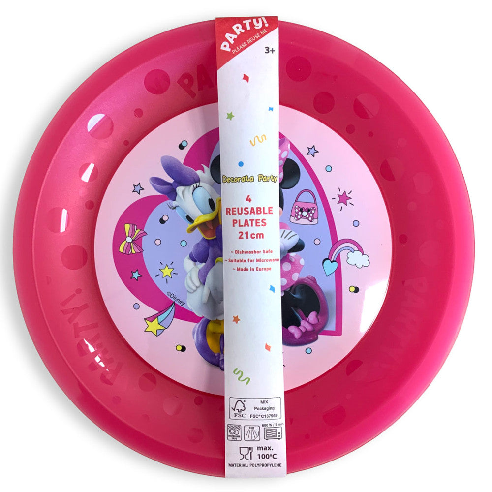 Disney Minnie Junior mikro augstākās kvalitātes plastmasas šķīvju komplekts, 4 gab., 21 cm
