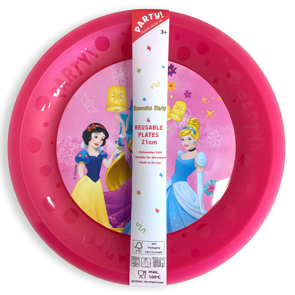 Disney Princess Junior Live Your Story mikro augstākās kvalitātes plastmasas šķīvju komplekts, 4 daļas, 21 cm