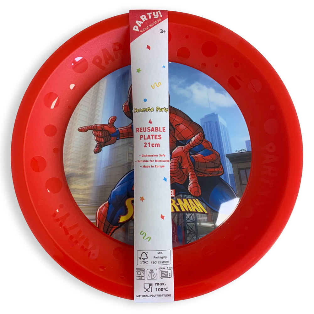 Zirnekļcilvēka noziegumu cīnītāja mikro premium plastmasas šķīvju komplekts 4 gab. 21 cm