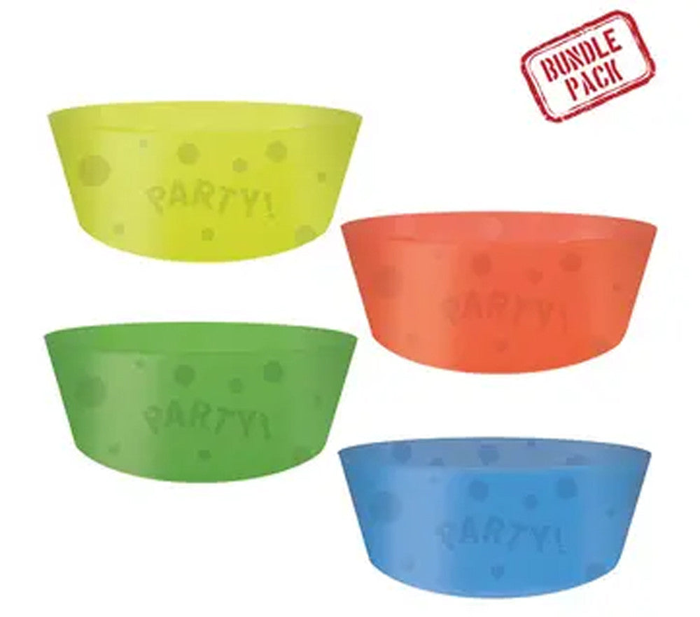 Krāsains, puscaurspīdīgs, dziļš plastmasas šķīvis, 4 gab. komplekts, 12 cm