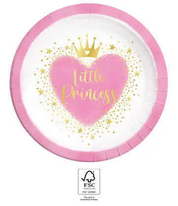 Princeses mazās princeses papīra šķīvji 8 gab. 23 cm FSC