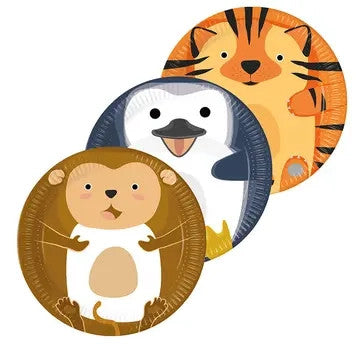 Dzīvnieku zoodārza papīra šķīvji 8 gab. 23 cm FSC