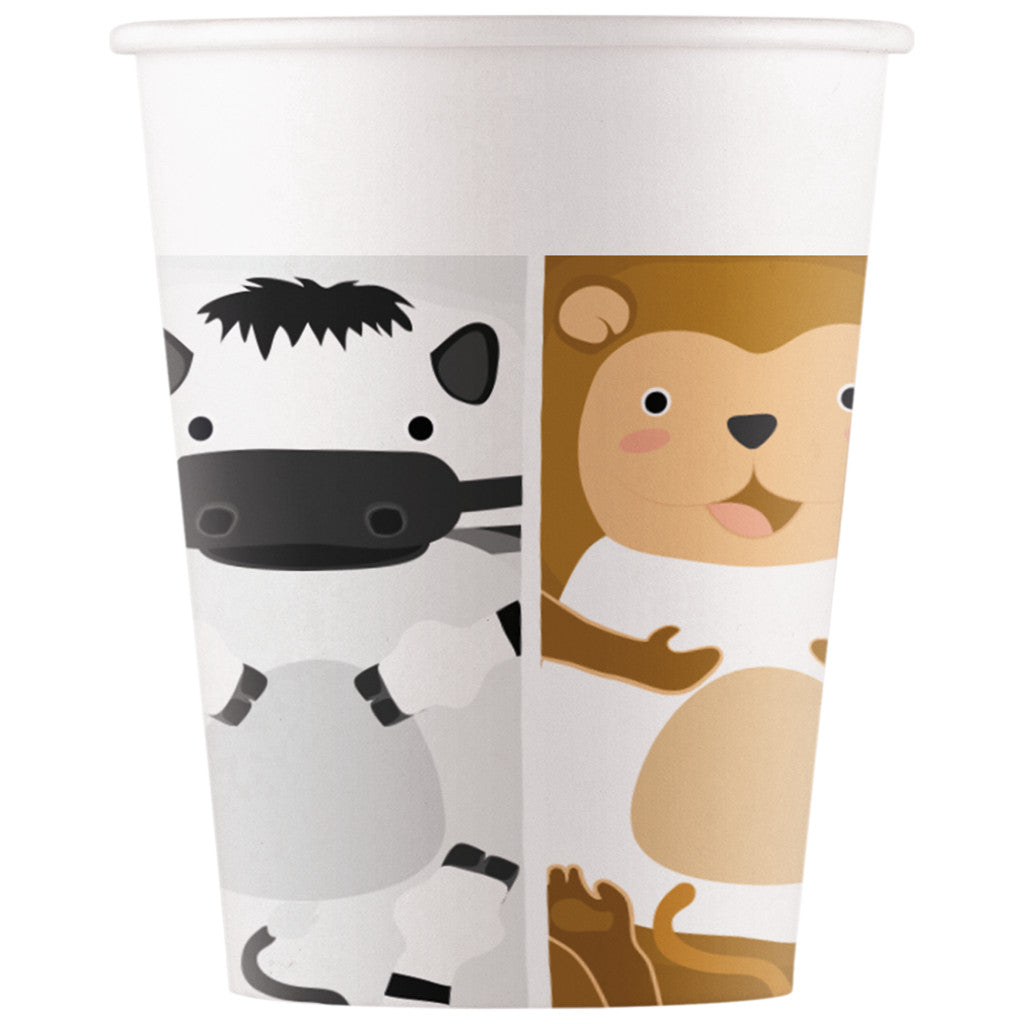 Dzīvnieku zoo papīra krūzītes 8 gab. 200 ml FSC