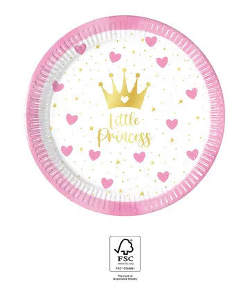 Princese Mazā princese papīra šķīvji 8 gab. 20 cm FSC