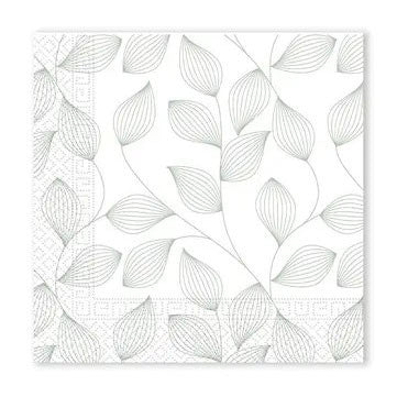 Pelēkas lapu salvetes ar ziediem, 20 gab., 33x33 cm, FSC
