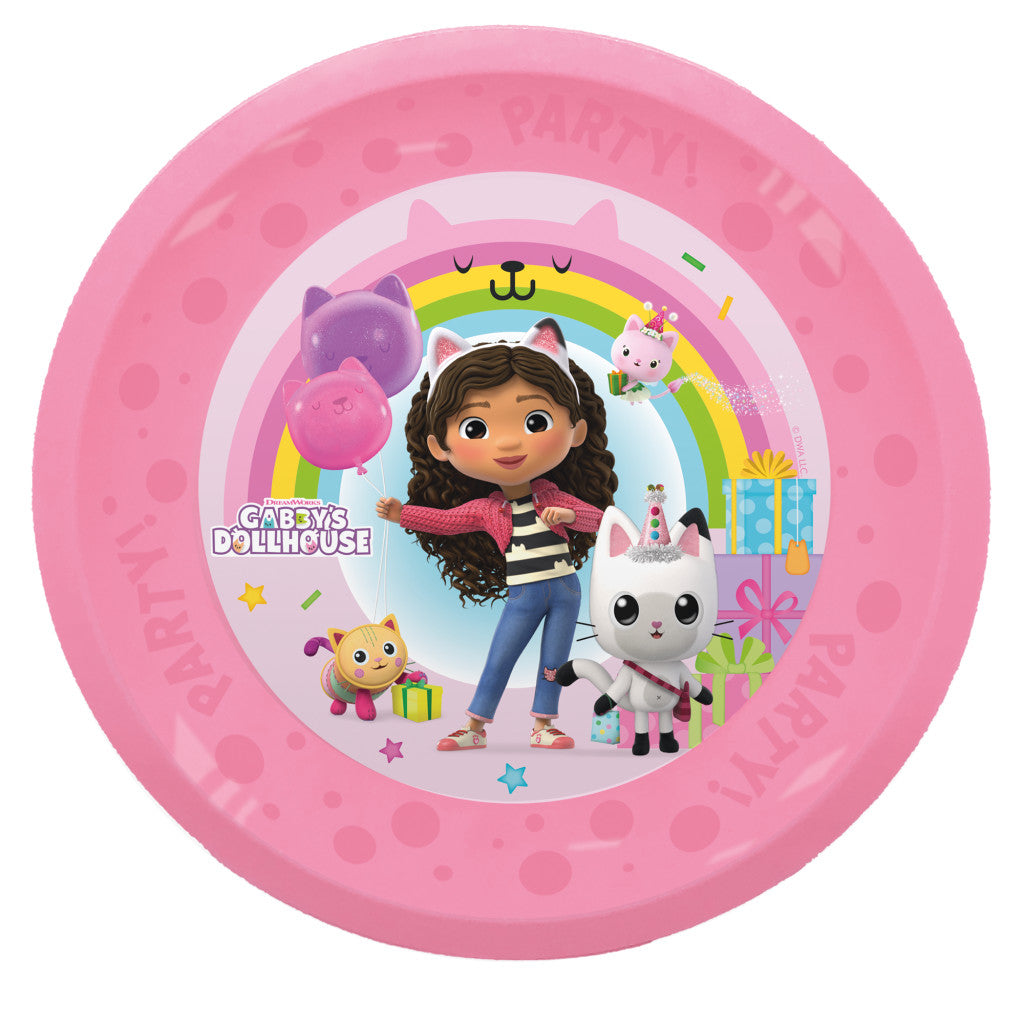 Gabby's Dollhouse Friends mikro augstākās kvalitātes plastmasas šķīvju komplekts, 4 daļas, 21 cm
