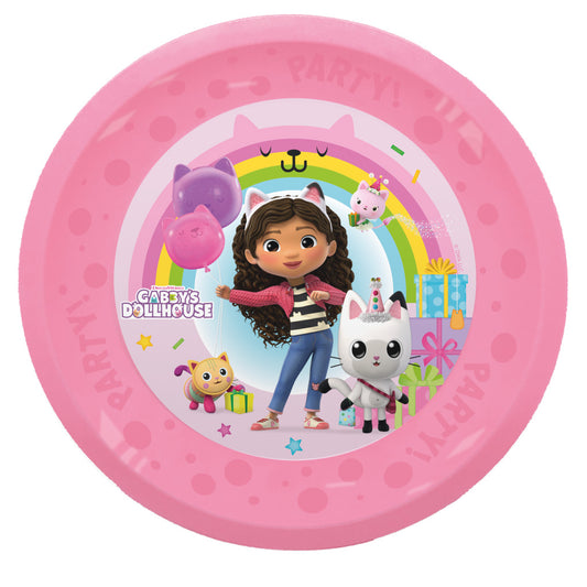 Gabby's Dollhouse Friends mikro augstākās kvalitātes plastmasas šķīvju komplekts, 4 daļas, 21 cm