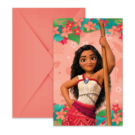Disney Vaiana Sailing Spirit ballītes ielūgums 6 gab. FSC