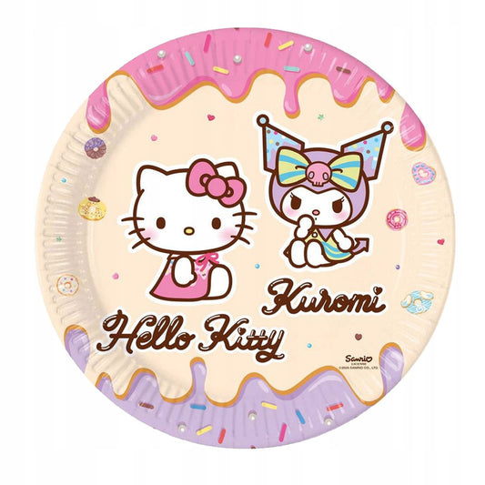 Hello Kitty Kuromi papīra šķīvji 8 gab. 23 cm FSC