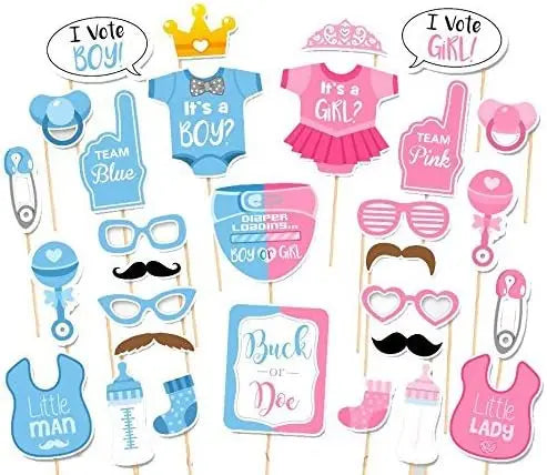 30 gab. bērna dzimuma atklāšanas ballītes foto aksesuāri