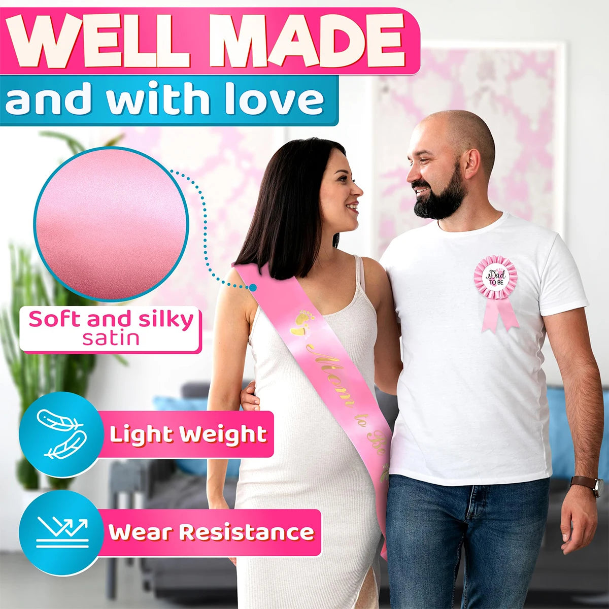 Plecu siksniņu komplekts mammai, topošajam tētim, mazuļa sagaidīšanas ballītei, dzimuma atklāšanas ballītei