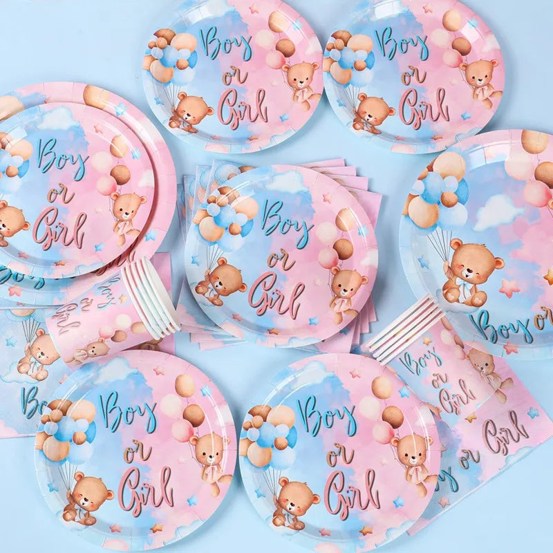 Dzimuma atklāšanas ballītes piederumi galdam