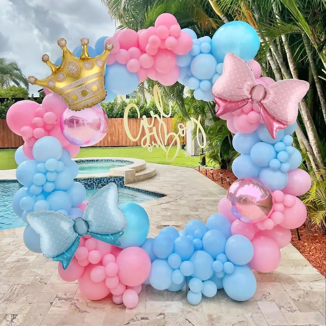 Balonu arkas komplekts 139 gab. dzimuma atklāšanas ballītei (Gender reveal party)