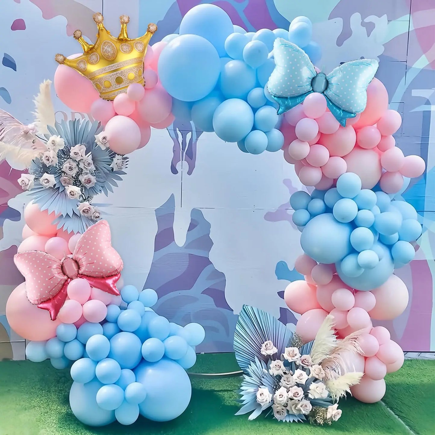 Balonu arkas komplekts 139 gab. dzimuma atklāšanas ballītei (Gender reveal party)