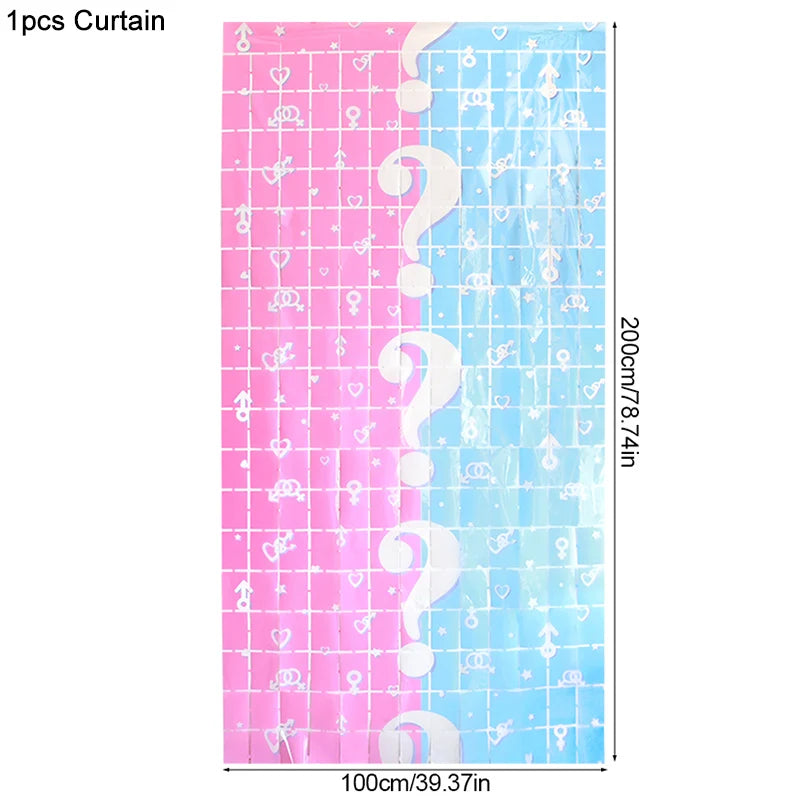 Dzimuma atklāšanas ballītes foto fons, aizkars ar bārkstīm