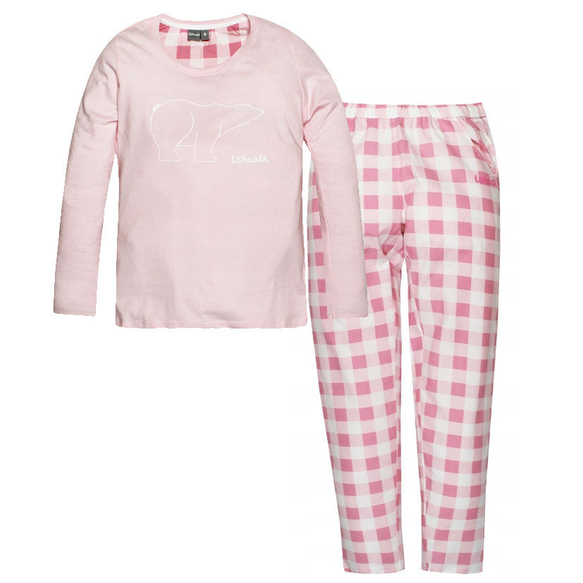 Ushuaia Pink Plaid Pink Polar Bear sieviešu pidžama S-XXL
