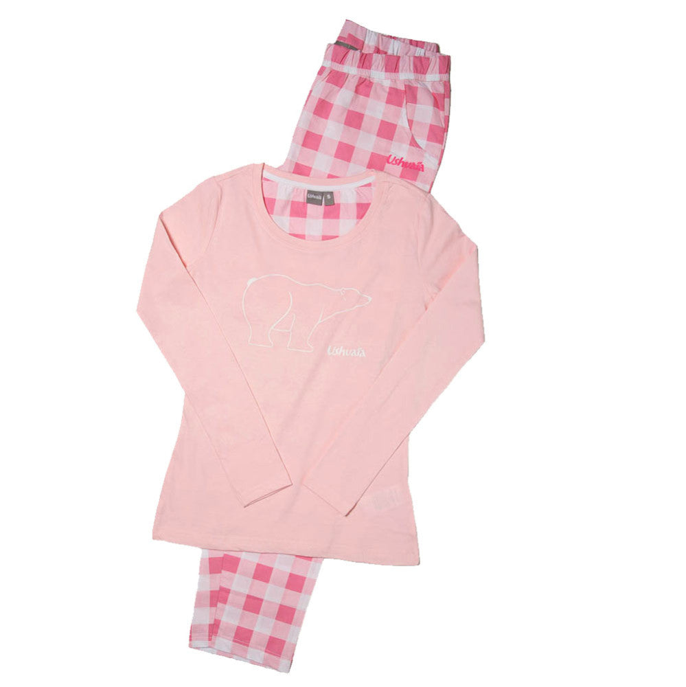 Ushuaia Pink Plaid Pink Polar Bear sieviešu pidžama S-XXL