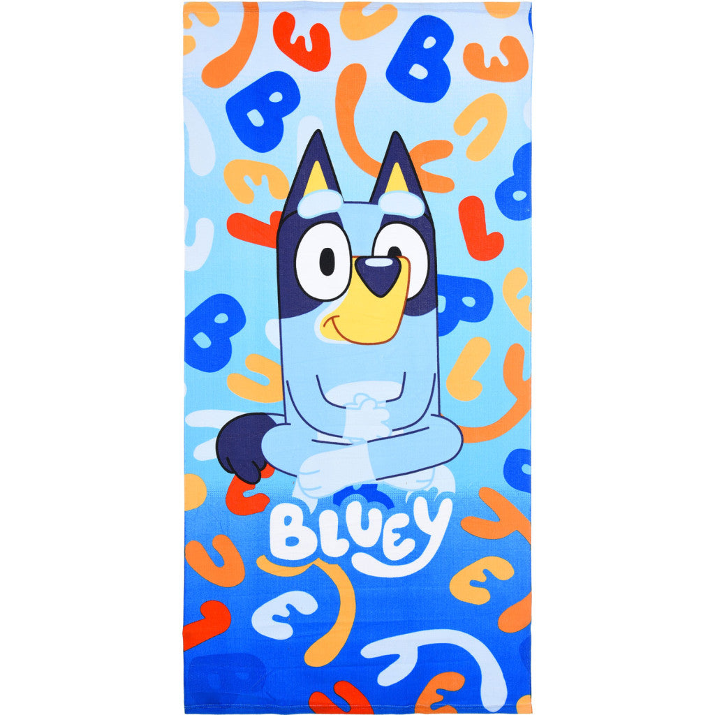 Bluey Letters vannas dvielis, pludmales dvielis 70x140cm (ātri žūstošs)