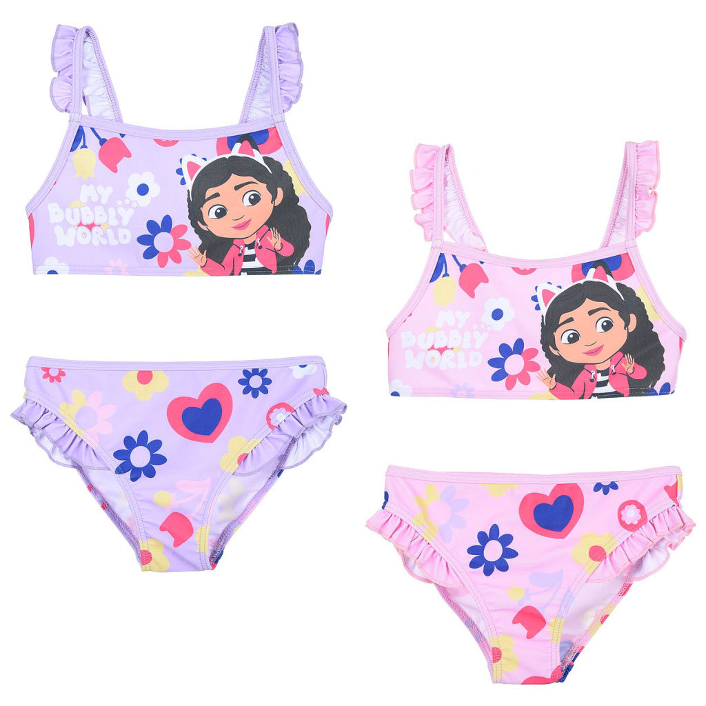 Gabby's Dollhouse Bubbly World bērnu peldkostīms, bikini 3-8 gadi