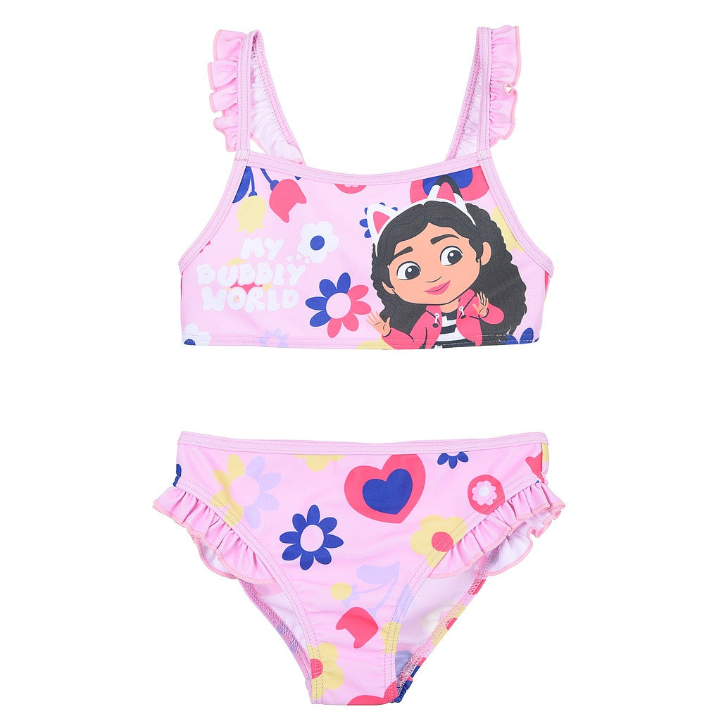 Gabby's Dollhouse Bubbly World bērnu peldkostīms, bikini 3-8 gadi
