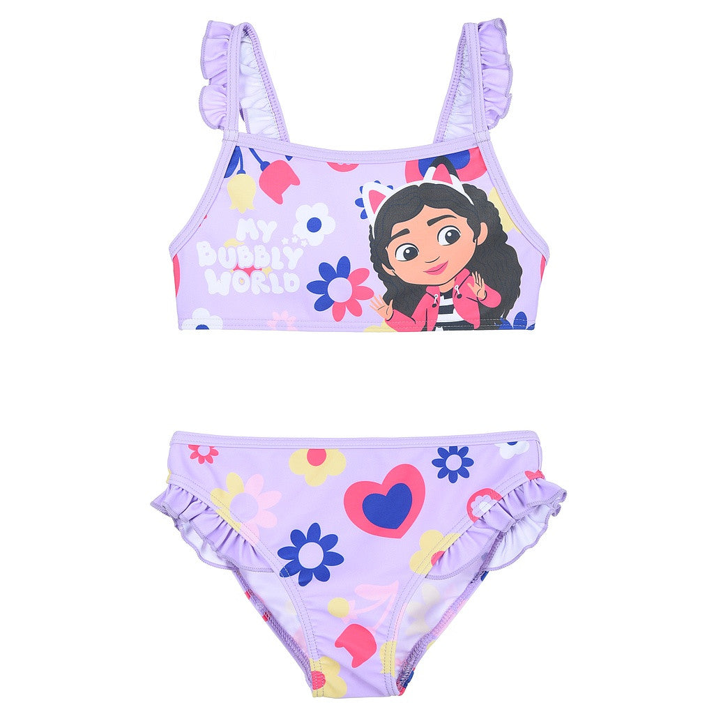 Gabby's Dollhouse Bubbly World bērnu peldkostīms, bikini 3-8 gadi