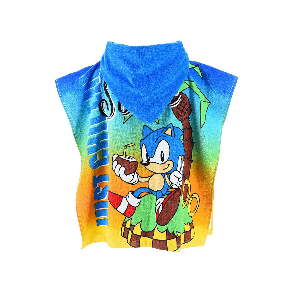 Sonic the Hedgehog pludmales dvieļu pončo 55x110 cm